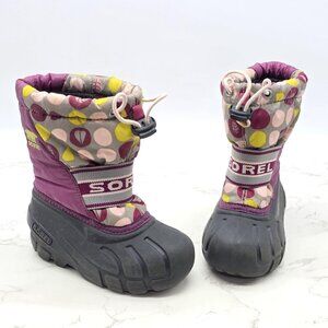 Sorel Snow Boots Girls Size 9 Dark Pink Waterproof Winter Insulated Liner Warm